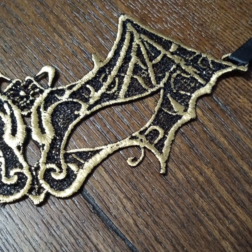 2/$16 Elegant Gold and Black Lace Face Mask